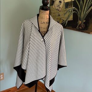 Joseph Ribkoff Black and White Checkered Cape with hood